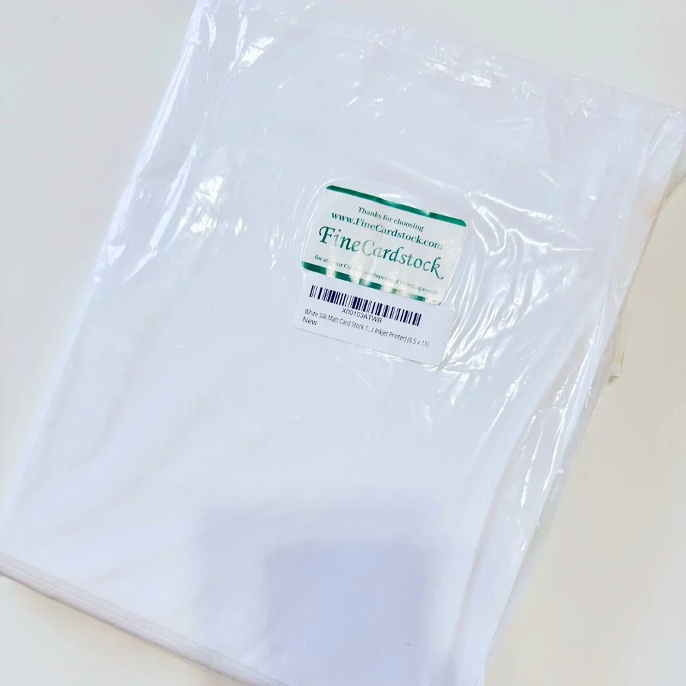 White Silk Matte Card Stock Paper Inkjet Printer 8.5”x11” - 100+ Pages